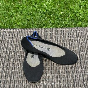 Rothy's Black Flats with Blue Trim